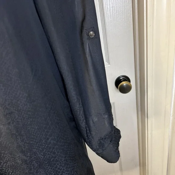 Banana republic Navy women's dress size 4 LS With Pockets subtle snakeskin print - Picture 3 of 16